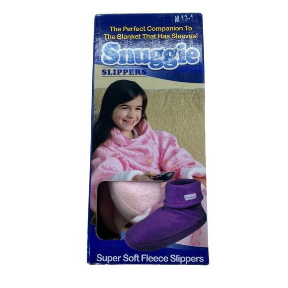 Snuggie Girls Kids Pink Slippers NEW in Box Fleece Size Medium 13–1 Super Soft - Picture 1 of 7
